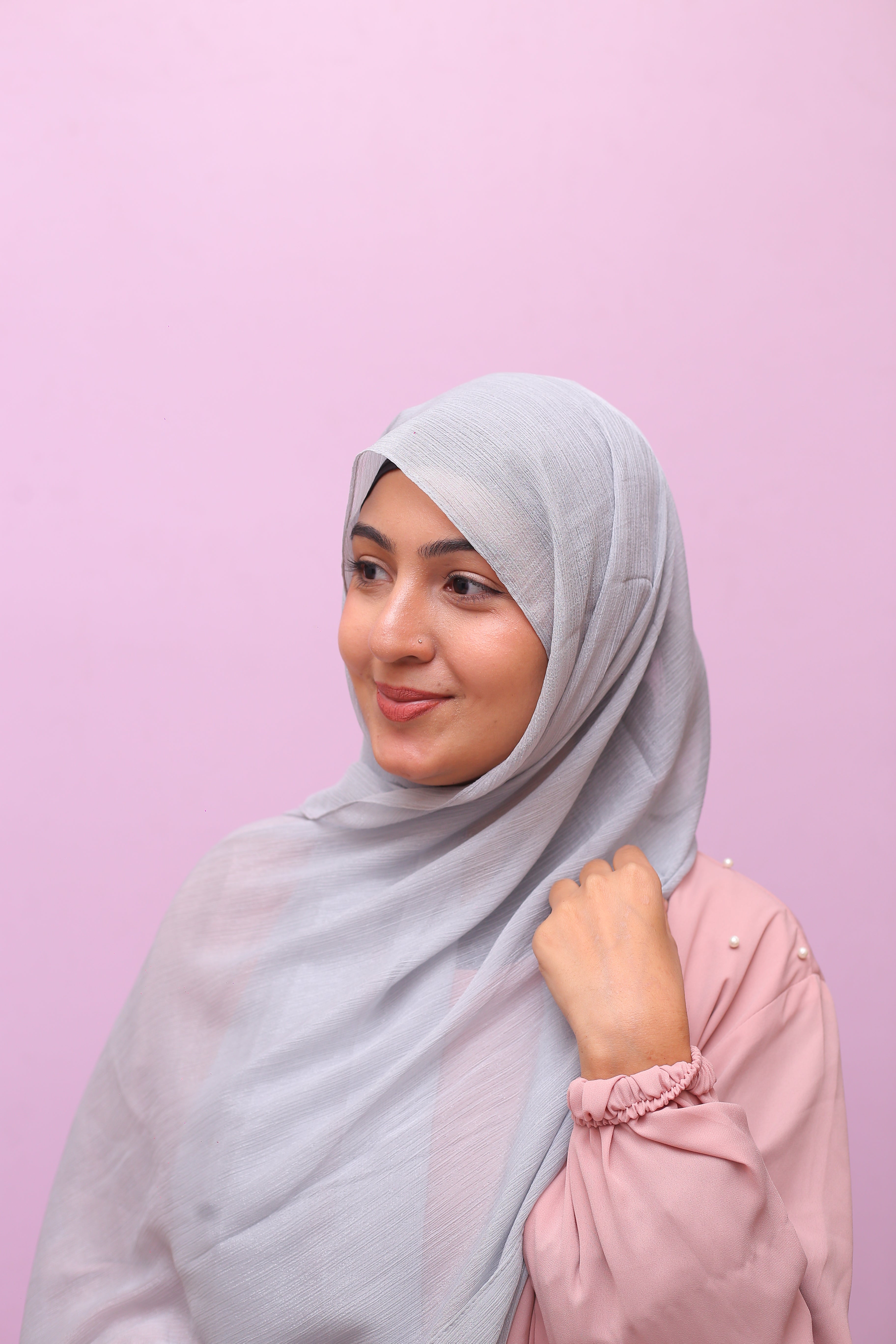Metallic Sheen Hijab – Glacier Grey