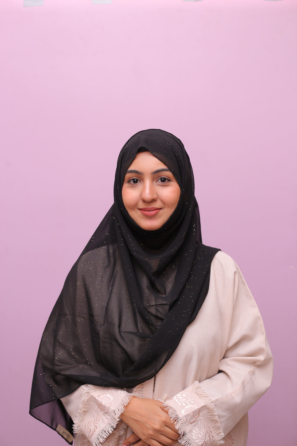 Glittery Georgette Hijab – Black Stardust
