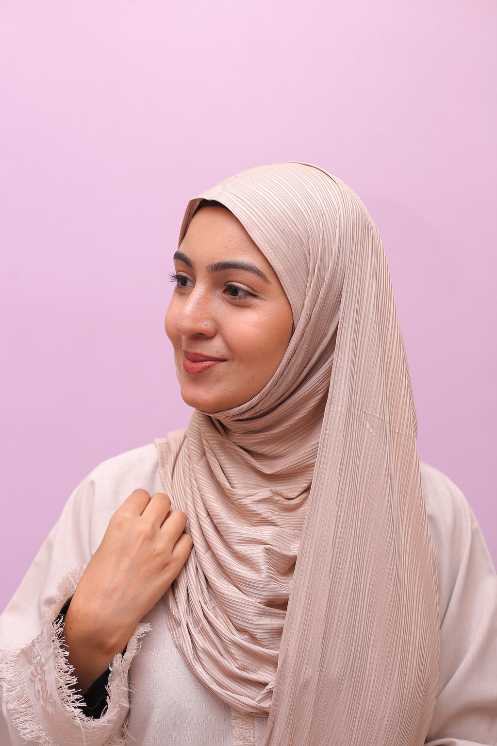 Ribbed Jersey Hijab – Warm Nude