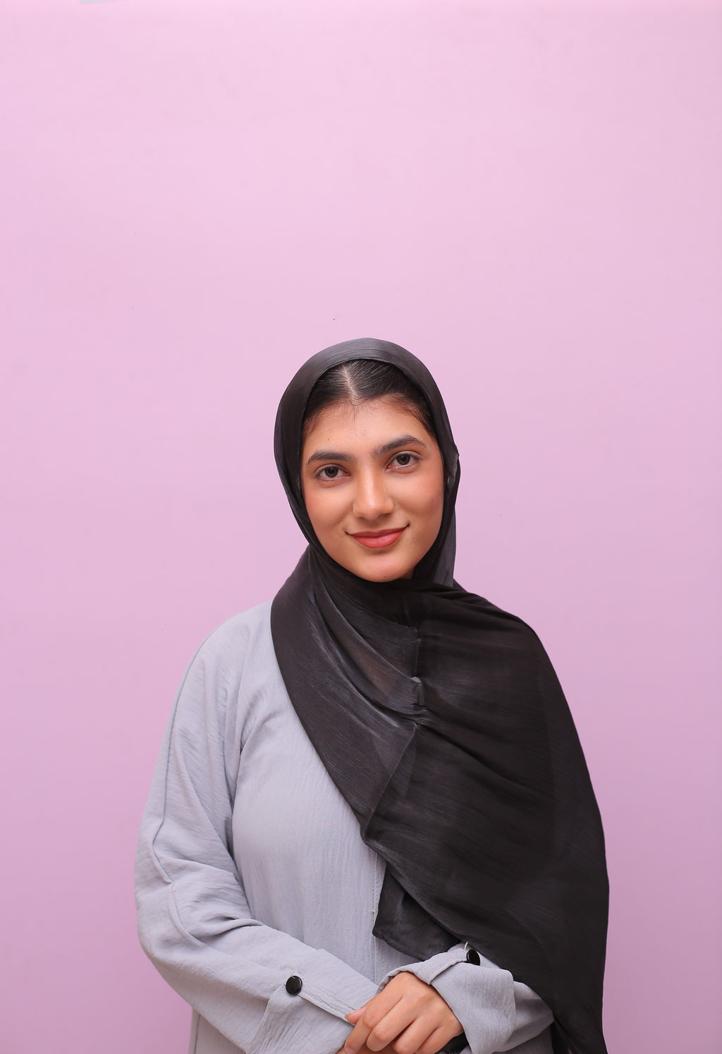 Silk Organza Hijab – Midnight Noir