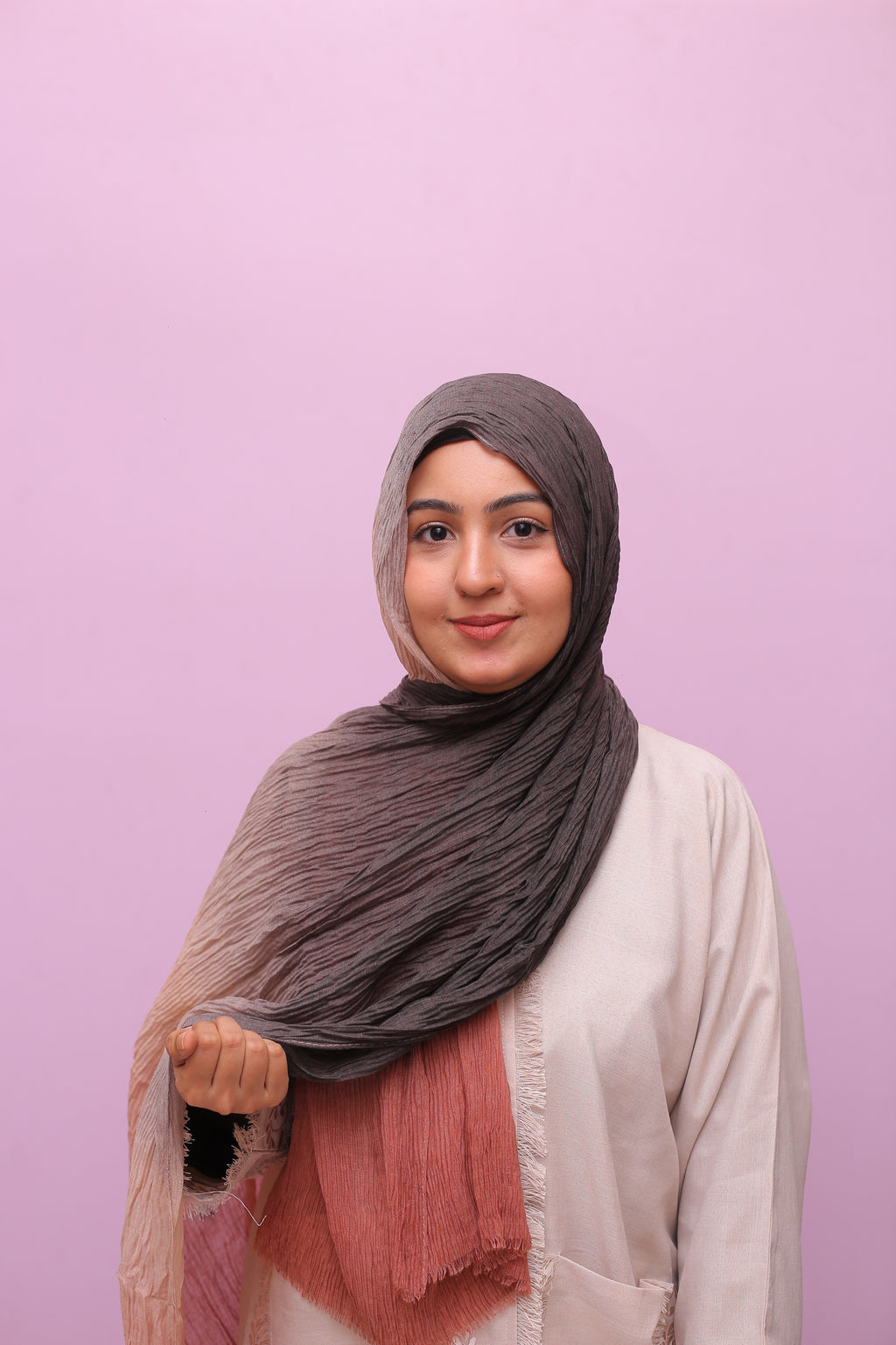 Ombre Crinkle Hijab– Mocha Rose