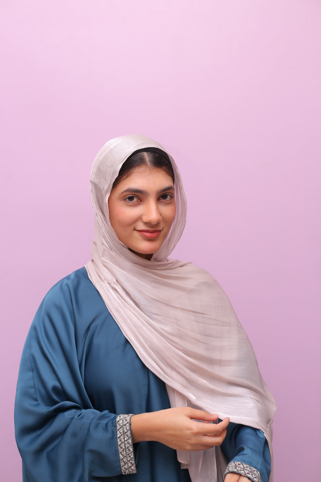 Silk Organza Hijab – Pearl Mist