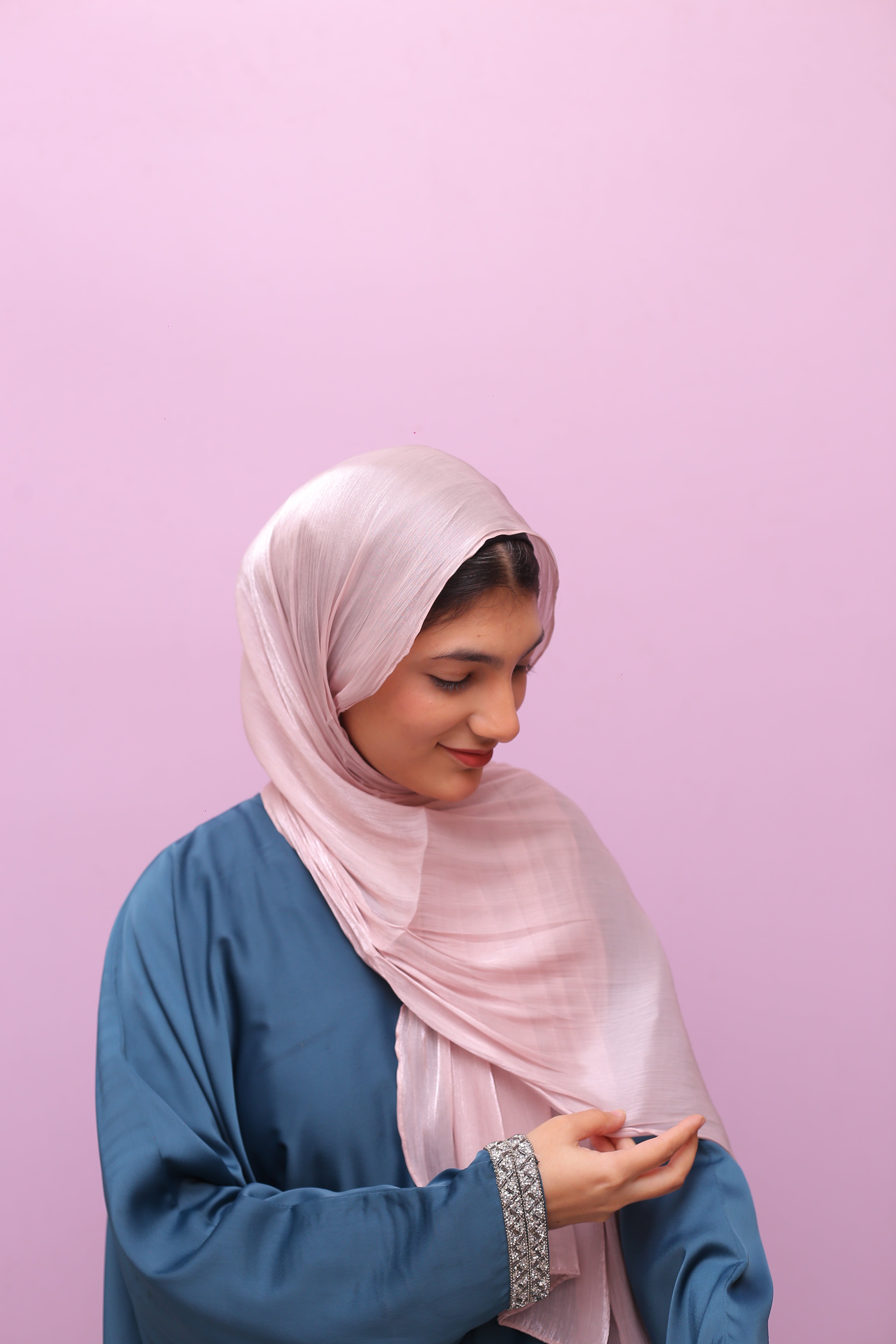 Silk Organza Hijab – Blush Pearl