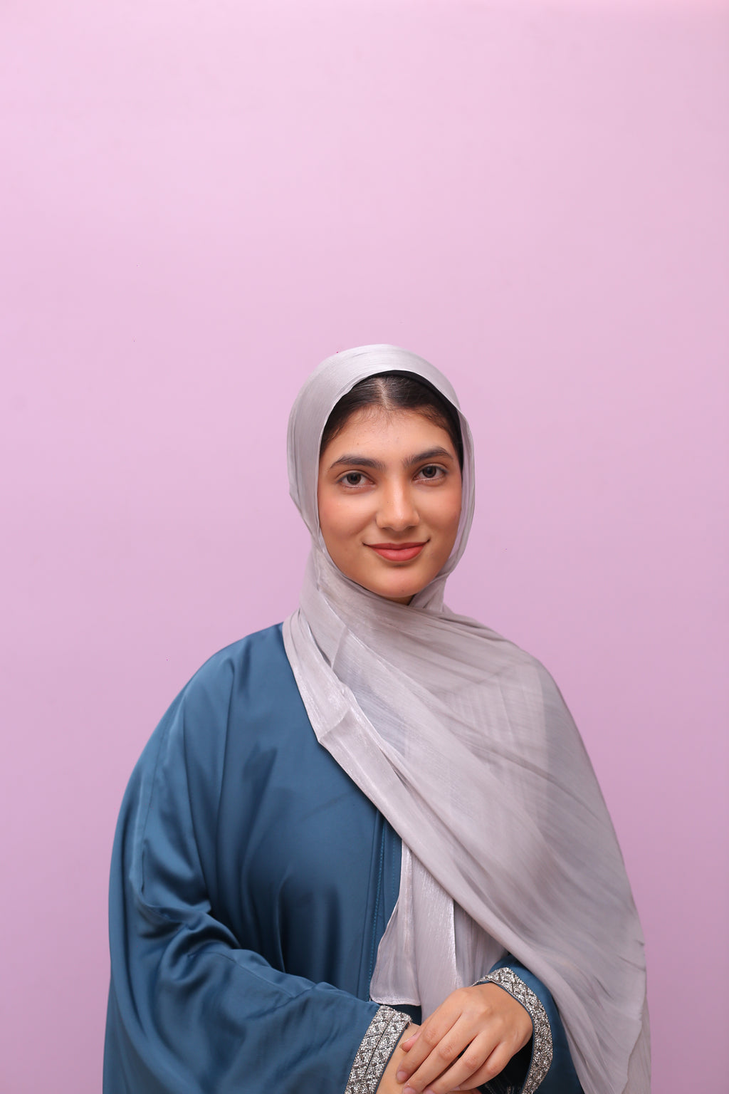 Silk Organza Hijab – Silver Grey